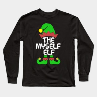 Myself Elf Matching Family Group Christmas Party Pajama Long Sleeve T-Shirt